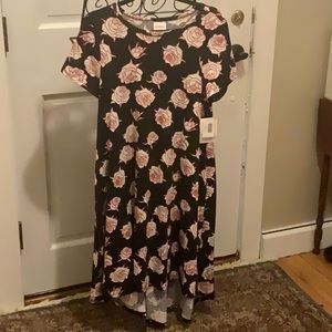 LuLaRoe Carly swing dress, brand new with tags, black w/ roses, size small
